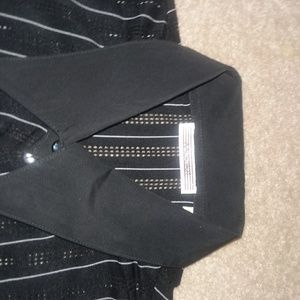 Vintage button up blouse black & white pin strip